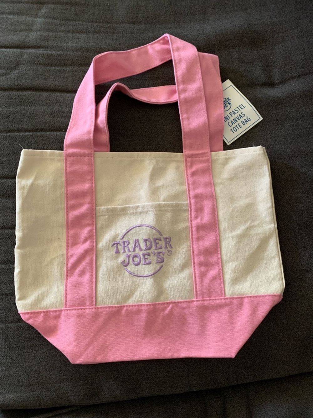 Trader Joe’s Mini Pastel Pink Canvas Tote Bag